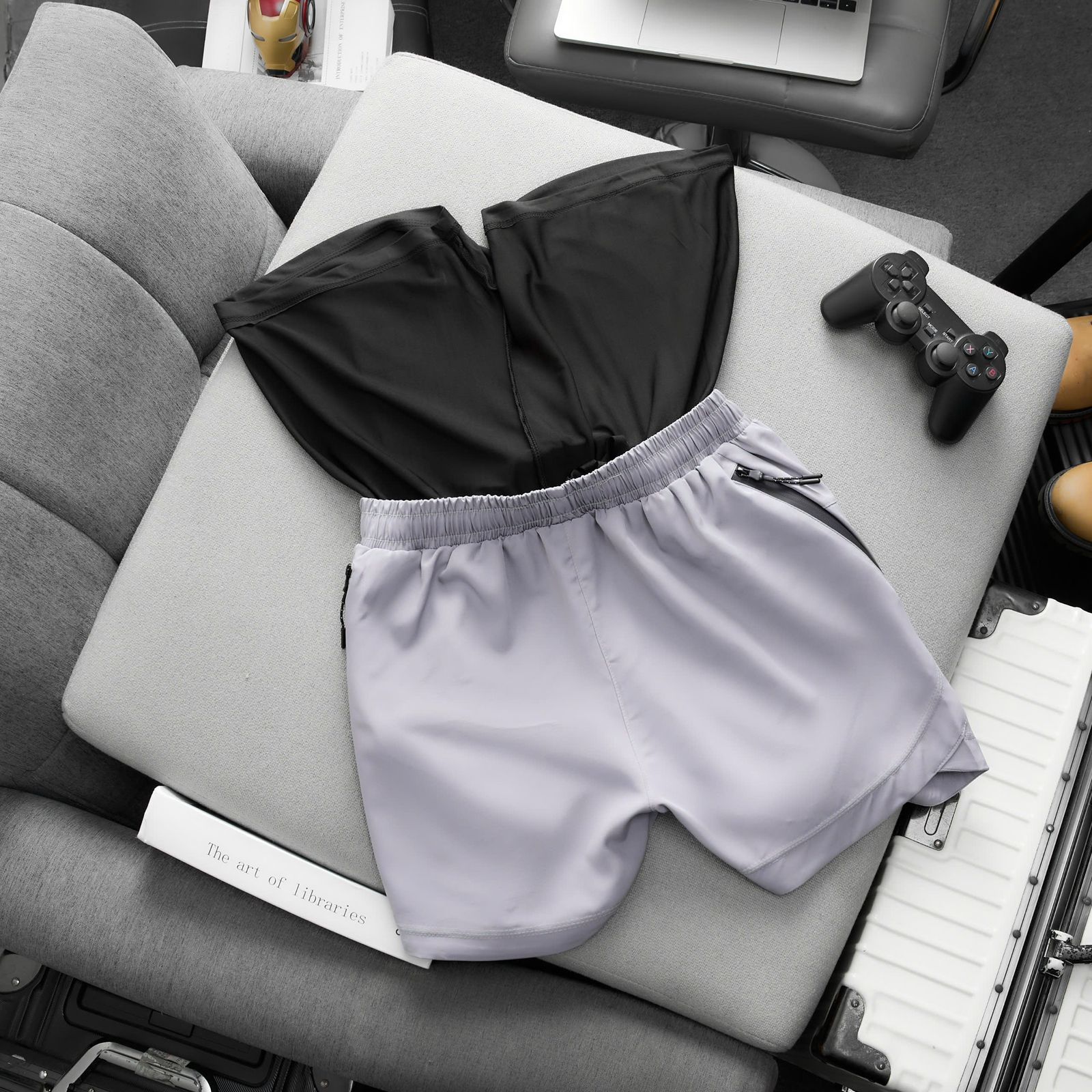 PLAIN TWO LAYERED SHORTS.