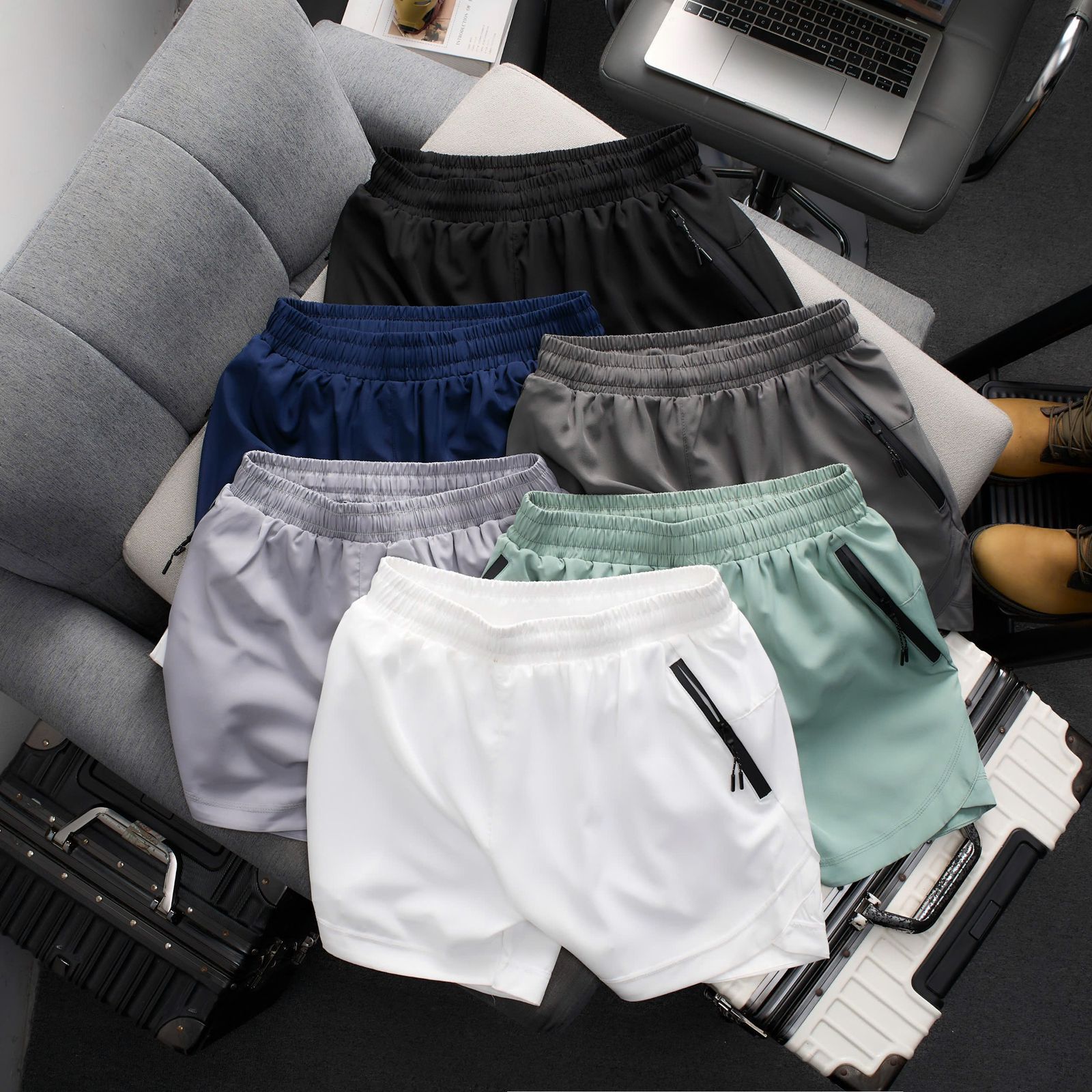 PLAIN TWO LAYERED SHORTS.